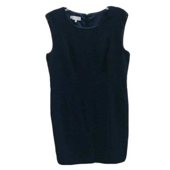 Hobbs London Navy Blue Sleeveless Crewneck Shift Dress Size 12 Fully Lined - Picture 1 of 6
